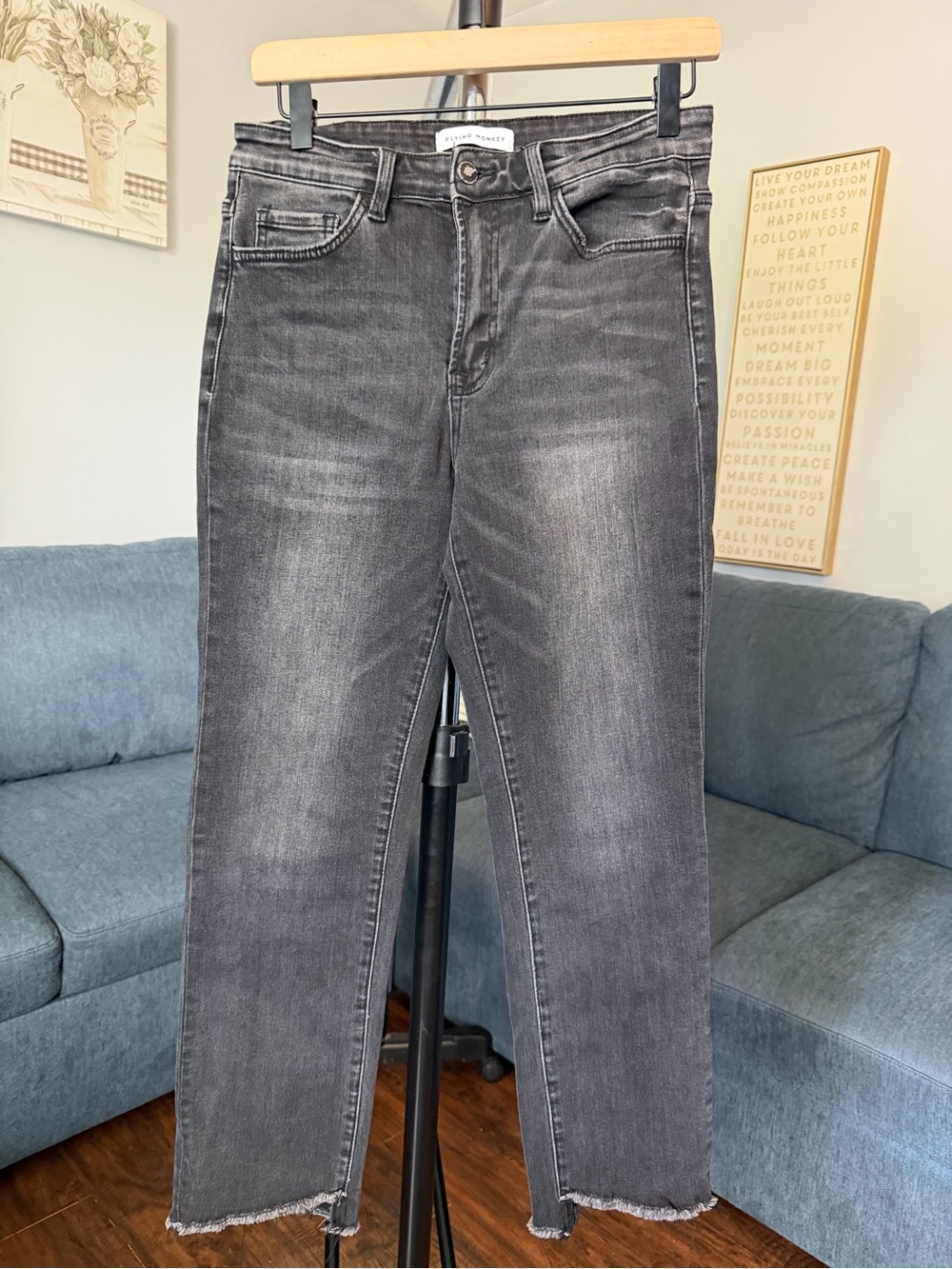 Flying Monkey Washed Charcoal Cropped Jeans